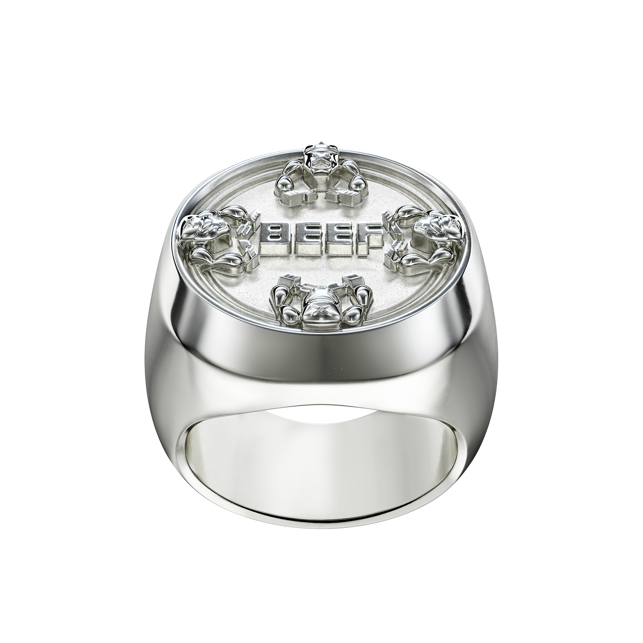 A detail of Beef Ring in Silver